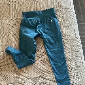 Gymshark Blue Leggings with Elastic Waistband